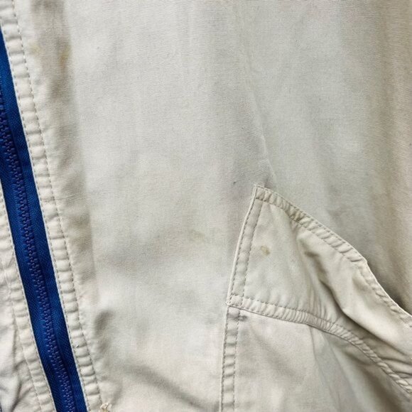 London Fog Vintage Tan Utility Grandma Raincoat with Blue Collar - Picture 4 of 12